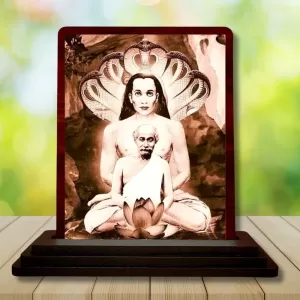 Car Desk/Table Top Mahaveer Babaji Wooden Photo Stand 3x4 Inches, Compact & Stylish Spiritual Display For Car, Home & Office (Pack Of 1) (F14466) Car Desk/Table Top Mahaveer Babaji Wooden Photo Stand 3x4 Inches, Compact & Stylish Spiritual Display For Car, Home & Office (Pack Of 1) (F14466)