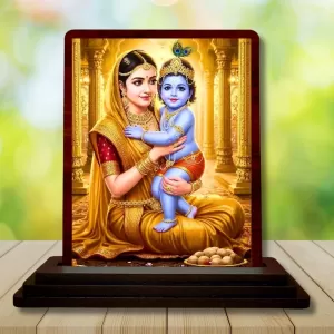 Car Desk/Table Top Yashodha Krishna Wooden Photo Stand 3x4 Inches, Compact & Stylish Spiritual Display For Car, Home & Office (Pack Of 1) (F14467) Car Desk/Table Top Yashodha Krishna Wooden Photo Stand 3x4 Inches, Compact & Stylish Spiritual Display For Car, Home & Office (Pack Of 1) (F14467)