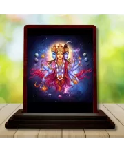 Car Desk/Table Top Lord Dattatreya Wooden Photo Stand  3x4 Inches, Compact & Stylish Spiritual Display For Car, Home & Office (Pack Of 1) (F14469)