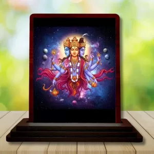 Car Desk/Table Top Lord Dattatreya Wooden Photo Stand 3x4 Inches, Compact & Stylish Spiritual Display For Car, Home & Office (Pack Of 1) (F14469) Car Desk/Table Top Lord Dattatreya Wooden Photo Stand 3x4 Inches, Compact & Stylish Spiritual Display For Car, Home & Office (Pack Of 1) (F14469)