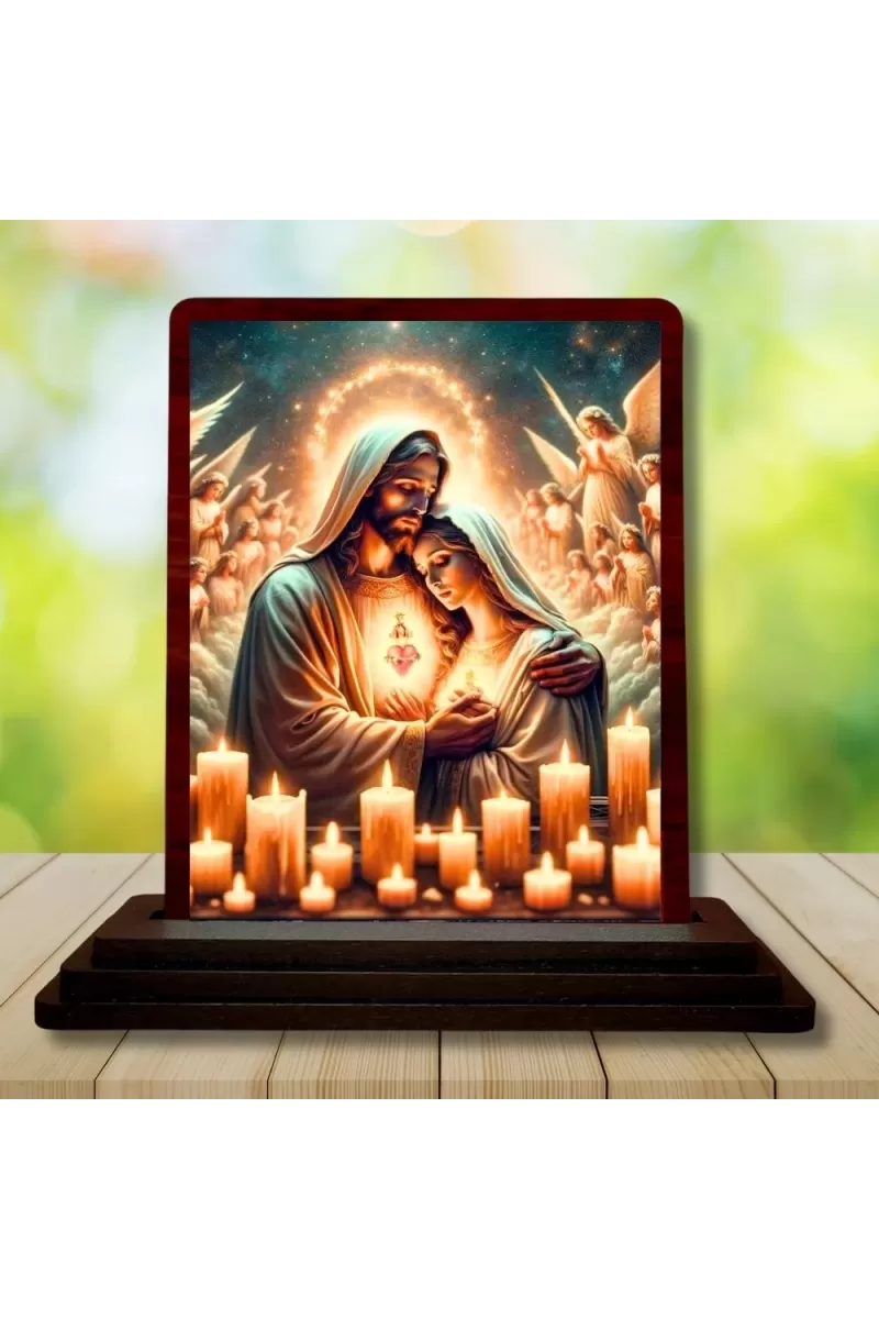 Car Desk/Table Top Lord Jesus Wooden Photo Stand  3x4 Inches, Compact & Stylish Spiritual Display For Car, Home & Office (Pack Of 1) (F14471)