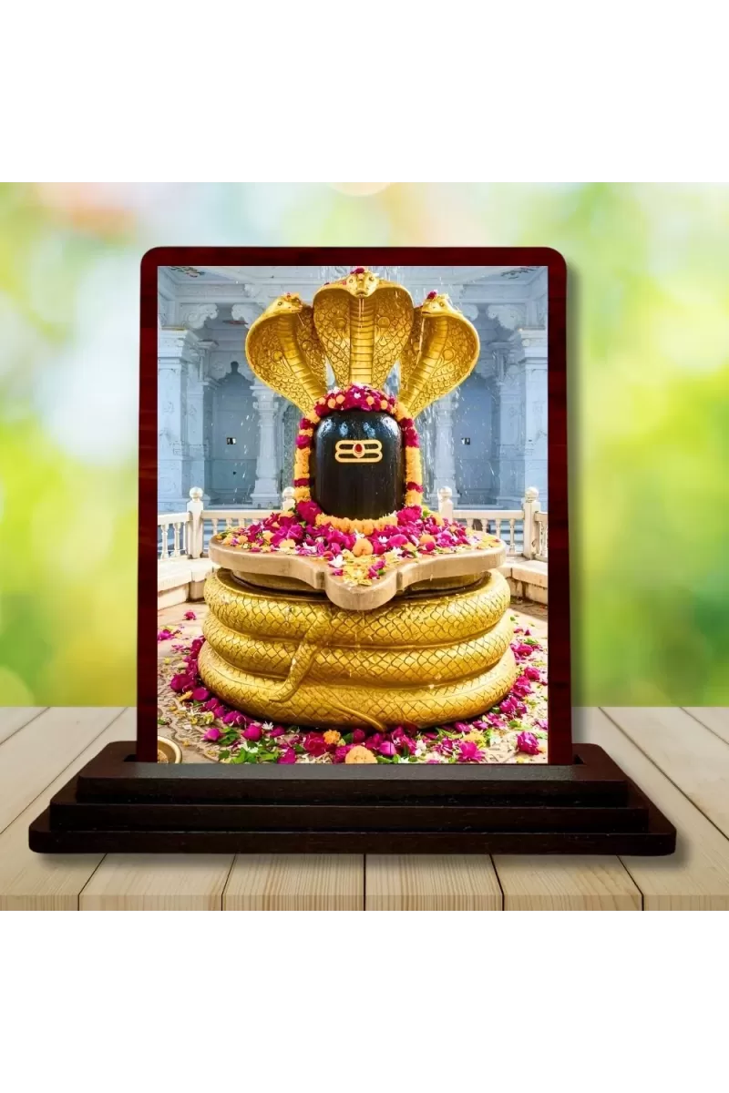 Car Desk/Table Top Jyothirlingam Wooden Photo Stand  3x4 Inches, Compact & Stylish Spiritual Display For Car, Home & Office (Pack Of 1) (F14472)