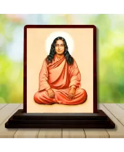 Car Desk/Table Top Paramahamsa Yogananda Wooden Photo Stand  3x4 Inches, Compact & Stylish Spiritual Display For Car, Home & Office (Pack Of 1) (F14477)