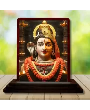 Car Desk/Table Top Lord Shiva Arthanarishwara Wooden Photo Stand  3x4 Inches, Compact & Stylish Spiritual Display For Car, Home & Office (Pack Of 1) (F14481)