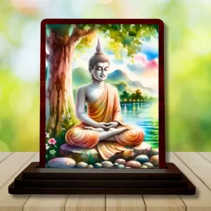 Car Desk/Table Top Lord Buddha Wooden Photo Stand 3x4 Inches, Compact & Stylish Spiritual Display For Car, Home & Office (Pack Of 1) (F14486) Car Desk/Table Top Lord Buddha Wooden Photo Stand 3x4 Inches, Compact & Stylish Spiritual Display For Car, Home & Office (Pack Of 1) (F14486)