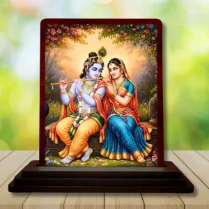 Car Desk/Table Top Radha Krishna Wooden Photo Stand 3x4 Inches, Compact & Stylish Spiritual Display For Car, Home & Office (Pack Of 1) (F14489) Car Desk/Table Top Radha Krishna Wooden Photo Stand 3x4 Inches, Compact & Stylish Spiritual Display For Car, Home & Office (Pack Of 1) (F14489)