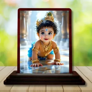 Car Desk/Table Top Lord Krishna Wooden Photo Stand 3x4 Inches, Compact & Stylish Spiritual Display For Car, Home & Office (Pack Of 1) (F14490) Car Desk/Table Top Lord Krishna Wooden Photo Stand 3x4 Inches, Compact & Stylish Spiritual Display For Car, Home & Office (Pack Of 1) (F14490)