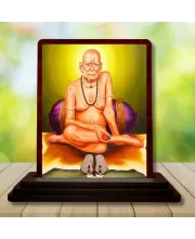 Car Desk/Table Top Swami Samarth Wooden Photo Stand  3x4 Inches, Compact & Stylish Spiritual Display For Car, Home & Office (Pack Of 1) (F14493)