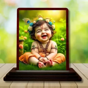 Car Desk/Table Top Lord Krishna Wooden Photo Stand 3x4 Inches, Compact & Stylish Spiritual Display For Car, Home & Office (Pack Of 1) (F14494) Car Desk/Table Top Lord Krishna Wooden Photo Stand 3x4 Inches, Compact & Stylish Spiritual Display For Car, Home & Office (Pack Of 1) (F14494)
