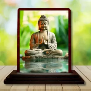 Car Desk/Table Top Lord Buddha Wooden Photo Stand 3x4 Inches, Compact & Stylish Spiritual Display For Car, Home & Office (Pack Of 1) (F14495) Car Desk/Table Top Lord Buddha Wooden Photo Stand 3x4 Inches, Compact & Stylish Spiritual Display For Car, Home & Office (Pack Of 1) (F14495)