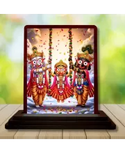 Car Desk/Table Top Lord Jagannath Wooden Photo Stand  3x4 Inches, Compact & Stylish Spiritual Display For Car, Home & Office (Pack Of 1) (F14497)
