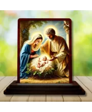 Car Desk/Table Top Jesus Child Wooden Photo Stand  3x4 Inches, Compact & Stylish Spiritual Display For Car, Home & Office (Pack Of 1) (F14502)