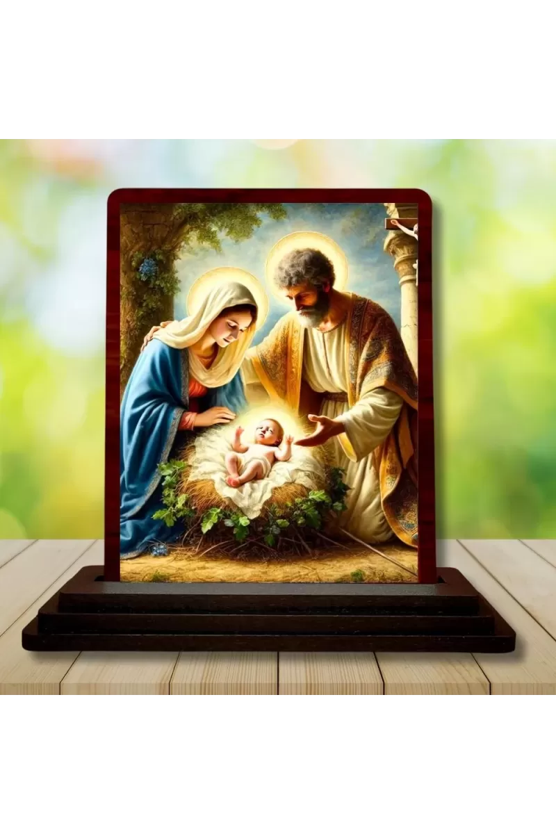 Car Desk/Table Top Jesus Child Wooden Photo Stand  3x4 Inches, Compact & Stylish Spiritual Display For Car, Home & Office (Pack Of 1) (F14502)