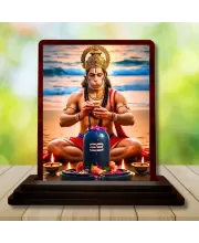 Car Desk/Table Top Lord Hanuman Wooden Photo Stand  3x4 Inches, Compact & Stylish Spiritual Display For Car, Home & Office (Pack Of 1) (F14504)