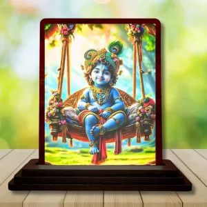 Car Desk/Table Top Lord Krishna Wooden Photo Stand 3x4 Inches, Compact & Stylish Spiritual Display For Car, Home & Office (Pack Of 1) (F14506) Car Desk/Table Top Lord Krishna Wooden Photo Stand 3x4 Inches, Compact & Stylish Spiritual Display For Car, Home & Office (Pack Of 1) (F14506)