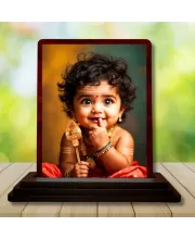 Car Desk/Table Top Lord Murugan Wooden Photo Stand  3x4 Inches, Compact & Stylish Spiritual Display For Car, Home & Office (Pack Of 1) (F14508)
