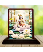 Car Desk/Table Top Lord Krishna Wooden Photo Stand  3x4 Inches, Compact & Stylish Spiritual Display For Car, Home & Office (Pack Of 1) (F14516)