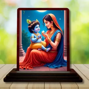 Car Desk/Table Top Yashodha With Krishna Wooden Photo Stand 3x4 Inches, Compact & Stylish Spiritual Display For Car, Home & Office (Pack Of 1) (F14521) Car Desk/Table Top Yashodha With Krishna Wooden Photo Stand 3x4 Inches, Compact & Stylish Spiritual Display For Car, Home & Office (Pack Of 1) (F14521)