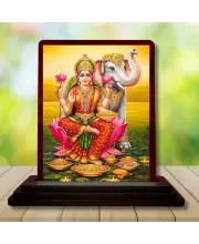 Car Desk/Table Top Goddess Lakshmi Wooden Photo Stand  3x4 Inches, Compact & Stylish Spiritual Display For Car, Home & Office (Pack Of 1) (F14528)
