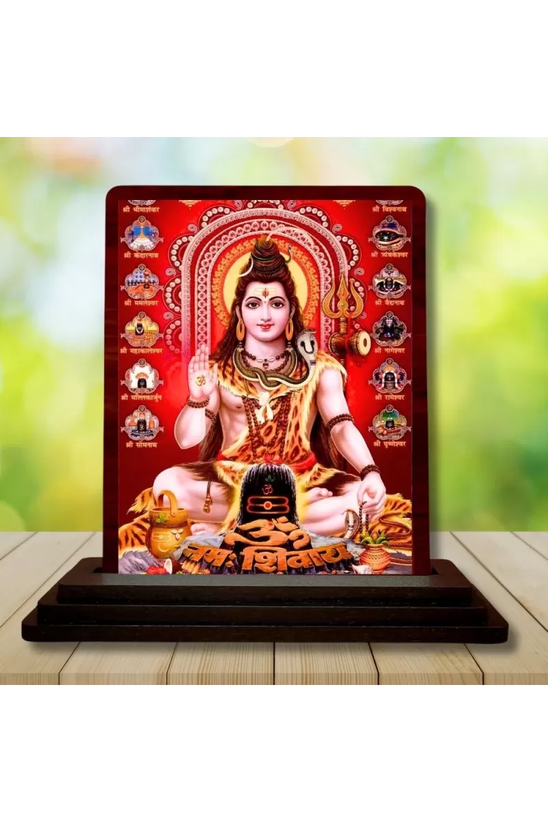 Car Desk/Table Top Lord Shiva Wooden Photo Stand  3x4 Inches, Compact & Stylish Spiritual Display For Car, Home & Office (Pack Of 1) (F14533)