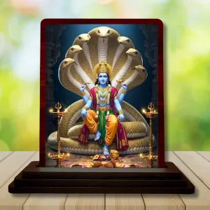Car Desk/Table Top Lord Vishnu Wooden Photo Stand 3x4 Inches, Compact & Stylish Spiritual Display For Car, Home & Office (Pack Of 1) (F14535) Car Desk/Table Top Lord Vishnu Wooden Photo Stand 3x4 Inches, Compact & Stylish Spiritual Display For Car, Home & Office (Pack Of 1) (F14535)