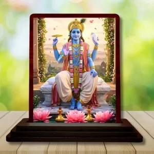 Car Desk/Table Top Lord Vishnu Wooden Photo Stand 3x4 Inches, Compact & Stylish Spiritual Display For Car, Home & Office (Pack Of 1) (F14536) Car Desk/Table Top Lord Vishnu Wooden Photo Stand 3x4 Inches, Compact & Stylish Spiritual Display For Car, Home & Office (Pack Of 1) (F14536)