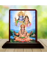 Car Desk/Table Top Lord Hanuman With Sita Rama Wooden Photo Stand  3x4 Inches, Compact & Stylish Spiritual Display For Car, Home & Office (Pack Of 1) (F14539)