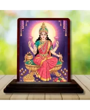 Car Desk/Table Top Goddess Lakshmi Wooden Photo Stand  3x4 Inches, Compact & Stylish Spiritual Display For Car, Home & Office (Pack Of 1) (F14542)