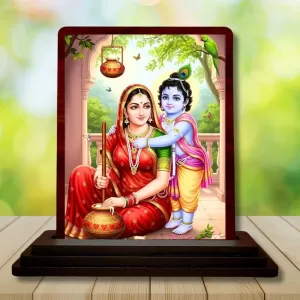 Car Desk/Table Top Yashodha Krishna Wooden Photo Stand 3x4 Inches, Compact & Stylish Spiritual Display For Car, Home & Office (Pack Of 1) (F14546) Car Desk/Table Top Yashodha Krishna Wooden Photo Stand 3x4 Inches, Compact & Stylish Spiritual Display For Car, Home & Office (Pack Of 1) (F14546)