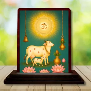 Car Desk/Table Top Gomatha Wooden Photo Stand  3x4 Inches, Compact & Stylish Spiritual Display For Car, Home & Office (Pack Of 1) (F14550)