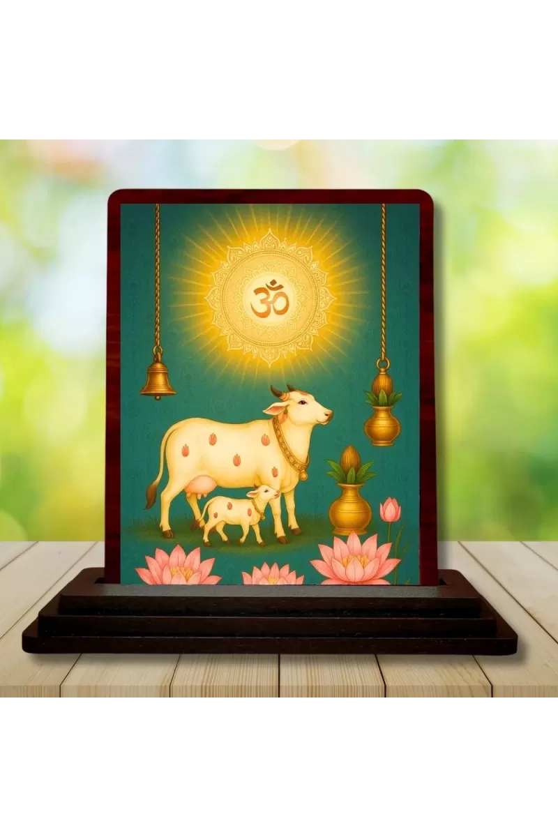 Car Desk/Table Top Gomatha Wooden Photo Stand  3x4 Inches, Compact & Stylish Spiritual Display For Car, Home & Office (Pack Of 1) (F14550)