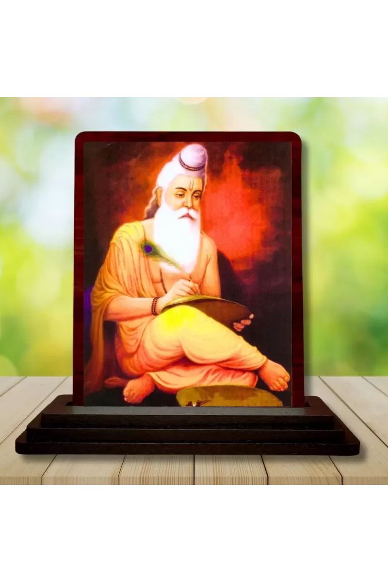 Car Desk/Table Top Vyasa Maharshi Wooden Photo Stand  3x4 Inches, Compact & Stylish Spiritual Display For Car, Home & Office (Pack Of 1) (F14552)