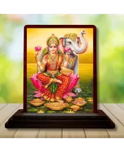 Car Desk/Table Top Goddess Lakshmi Wooden Photo Stand  3x4 Inches, Compact & Stylish Spiritual Display For Car, Home & Office (Pack Of 1) (F14556)
