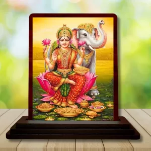 Car Desk/Table Top Goddess Lakshmi Wooden Photo Stand 3x4 Inches, Compact & Stylish Spiritual Display For Car, Home & Office (Pack Of 1) (F14556) Car Desk/Table Top Goddess Lakshmi Wooden Photo Stand 3x4 Inches, Compact & Stylish Spiritual Display For Car, Home & Office (Pack Of 1) (F14556)