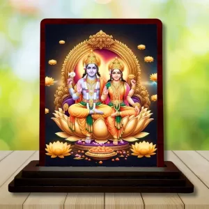 Car Desk/Table Top Lord Vishnu Lakshmi Wooden Photo Stand 3x4 Inches, Compact & Stylish Spiritual Display For Car, Home & Office (Pack Of 1) (F14557) Car Desk/Table Top Lord Vishnu Lakshmi Wooden Photo Stand 3x4 Inches, Compact & Stylish Spiritual Display For Car, Home & Office (Pack Of 1) (F14557)