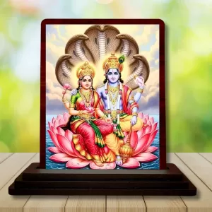 Car Desk/Table Top Lord Vishnu Lakshmi Wooden Photo Stand 3x4 Inches, Compact & Stylish Spiritual Display For Car, Home & Office (Pack Of 1) (F14558) Car Desk/Table Top Lord Vishnu Lakshmi Wooden Photo Stand 3x4 Inches, Compact & Stylish Spiritual Display For Car, Home & Office (Pack Of 1) (F14558)