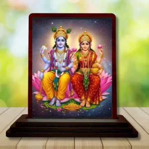 Car Desk/Table Top Lord Vishnu Lakshmi Wooden Photo Stand 3x4 Inches, Compact & Stylish Spiritual Display For Car, Home & Office (Pack Of 1) (F14560) Car Desk/Table Top Lord Vishnu Lakshmi Wooden Photo Stand 3x4 Inches, Compact & Stylish Spiritual Display For Car, Home & Office (Pack Of 1) (F14560)