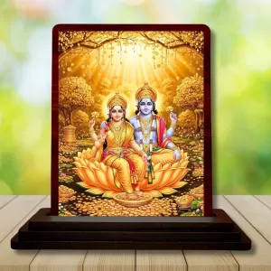 Car Desk/Table Top Lord Vishnu Lakshmi Wooden Photo Stand 3x4 Inches, Compact & Stylish Spiritual Display For Car, Home & Office (Pack Of 1) (F14564) Car Desk/Table Top Lord Vishnu Lakshmi Wooden Photo Stand 3x4 Inches, Compact & Stylish Spiritual Display For Car, Home & Office (Pack Of 1) (F14564)