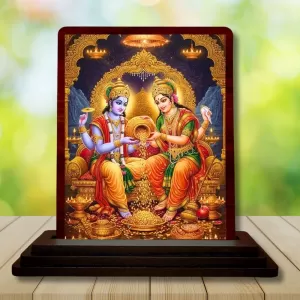 Car Desk/Table Top Lord Vishnu Lakshmi Wooden Photo Stand 3x4 Inches, Compact & Stylish Spiritual Display For Car, Home & Office (Pack Of 1) (F14565) Car Desk/Table Top Lord Vishnu Lakshmi Wooden Photo Stand 3x4 Inches, Compact & Stylish Spiritual Display For Car, Home & Office (Pack Of 1) (F14565)