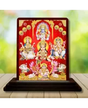 Car Desk/Table Top Goddess Lakshmi Ganesha Kubera Wooden Photo Stand  3x4 Inches, Compact & Stylish Spiritual Display For Car, Home & Office (Pack Of 1) (F14566)