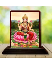 Car Desk/Table Top Goddess Lakshmi Wooden Photo Stand  3x4 Inches, Compact & Stylish Spiritual Display For Car, Home & Office (Pack Of 1) (F14567)