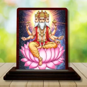 Car Desk/Table Top Lord Bramha Wooden Photo Stand 3x4 Inches, Compact & Stylish Spiritual Display For Car, Home & Office (Pack Of 1) (F14568) Car Desk/Table Top Lord Bramha Wooden Photo Stand 3x4 Inches, Compact & Stylish Spiritual Display For Car, Home & Office (Pack Of 1) (F14568)