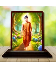 Car Desk/Table Top God Buddha Wooden Photo Stand  3x4 Inches, Compact & Stylish Spiritual Display For Car, Home & Office (Pack Of 1) (F14570)