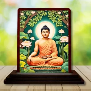 Car Desk/Table Top God Buddha Wooden Photo Stand 3x4 Inches, Compact & Stylish Spiritual Display For Car, Home & Office (Pack Of 1) (F14572) Car Desk/Table Top God Buddha Wooden Photo Stand 3x4 Inches, Compact & Stylish Spiritual Display For Car, Home & Office (Pack Of 1) (F14572)