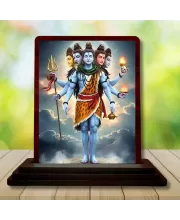 Car Desk/Table Top Lord Shiva Wooden Photo Stand  3x4 Inches, Compact & Stylish Spiritual Display For Car, Home & Office (Pack Of 1) (F14573)