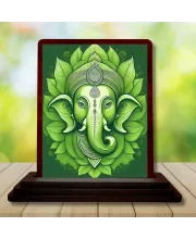 Car Desk/Table Top Lord Ganesha Wooden Photo Stand  3x4 Inches, Compact & Stylish Spiritual Display For Car, Home & Office (Pack Of 1) (F14575)