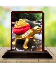 Car Desk/Table Top Feng Shui Vastu Tortoise Wooden Photo Stand  3x4 Inches, Compact & Stylish Spiritual Display For Car, Home & Office (Pack Of 1) (F14576)