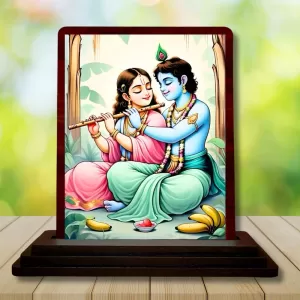 Car Desk/Table Top Radha Krishna Wooden Photo Stand 3x4 Inches, Compact & Stylish Spiritual Display For Car, Home & Office (Pack Of 1) (F14578) Car Desk/Table Top Radha Krishna Wooden Photo Stand 3x4 Inches, Compact & Stylish Spiritual Display For Car, Home & Office (Pack Of 1) (F14578)