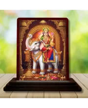 Car Desk/Table Top Goddess Mahalakshmi Wooden Photo Stand  3x4 Inches, Compact & Stylish Spiritual Display For Car, Home & Office (Pack Of 1) (F14579)