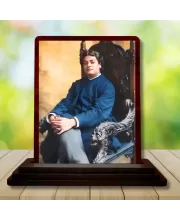 Car Desk/Table Top Swami Vivekananda Wooden Photo Stand  3x4 Inches, Compact & Stylish Spiritual Display For Car, Home & Office (Pack Of 1) (F14582)